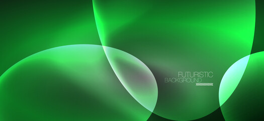 Neon ellipses abstract backgrounds. Shiny bright round shapes glowing in the dark. Vector futuristic illustrations for covers, banners, flyers and posters and other