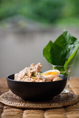 Asian food, rice noodle spicy soup