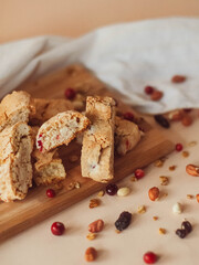 freshly baked homemade cookies with nuts and cranberries