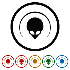 Alien head icon, color set