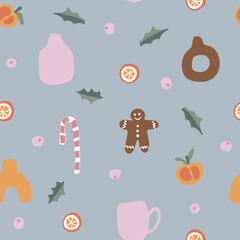 Fototapeta premium Christmas and Happy New Year Vector seamless pattern