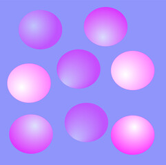 Delicate pink balloons on a translucent blue background. Gradient.