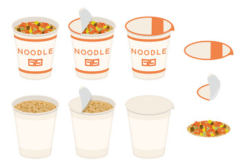 カップラーメン　ベクターイラストB