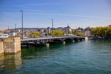 Quai Bridge in Zürich over the river