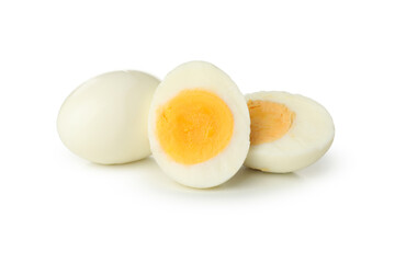 Hard boiled eggs isolated on white background