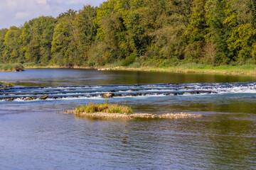 Beautiful river in Switzerland with Forest around