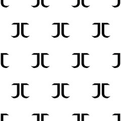 Abstract background. Black elements on a white background. Silhouettes similar to the letter J. Seam vector pattern.