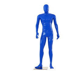 A male faceless mannequin of blue color. 3d rendering