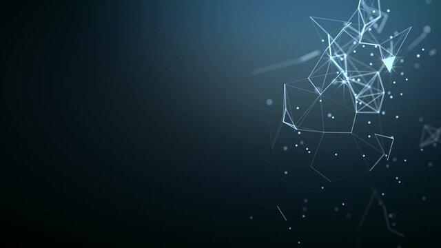 Abstract background. Molecules technology with polygonal shapes, connecting dots and lines. Connection structure. Big data visualization. 