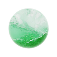 Beautiful abstract green ball with water inside. 3d rendering