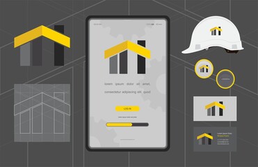 construction logos installed on stationery set construction company stationery set branding stuff office stationery tools template