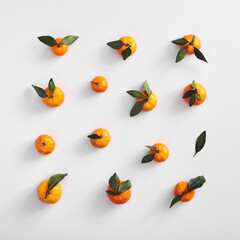 Flat lay with ripe tangerines