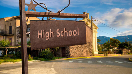 Street Sign to High School