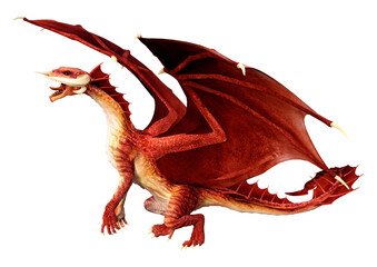 3D Rendering Fairy Tale Dragon on White