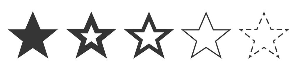 Different Star Symbols - Vector Illustration Set - Isolated On White Background