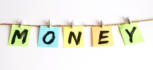 MONEY concept - colorful sticky notes with word seo on white background
