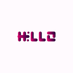 ILLUSTRATION WORDS HELLO DESIGN WITH GRADIENT COLOR VECTOR