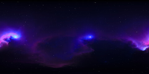 360 Grad gleichrechteckiger Projektionsraumhintergrund mit Nebel und Sternen, Umgebungskarte. Sphärisches HDRI-Panorama © Peter Jurik