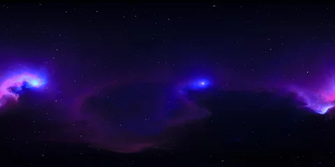 360 Grad gleichrechteckiger Projektionsraumhintergrund mit Nebel und Sternen, Umgebungskarte. Sphärisches HDRI-Panorama © Peter Jurik