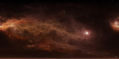 360 Grad gleichrechteckiger Projektionsraumhintergrund mit Nebel und Sternen, Umgebungskarte. Sphärisches HDRI-Panorama © Peter Jurik