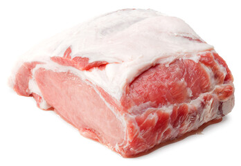 sliced raw pork meat isolated on white background. with clipping path. full depth of field.