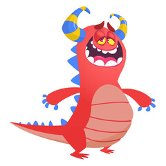 Funny cartoon monster. Illustration of cute monster creature. Halloween design