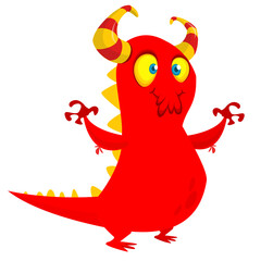 Funny cartoon monster. Illustration of cute monster creature. Halloween design