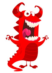 Funny cartoon monster. Illustration of cute monster creature. Halloween design