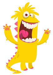 Funny cartoon monster. Illustration of cute monster creature. Halloween design