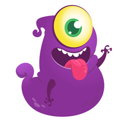 Funny cartoon monster. Illustration of cute monster creature. Halloween design