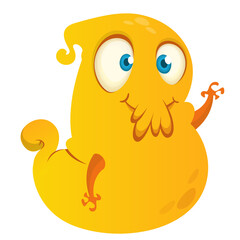 Funny cartoon monster. Illustration of cute monster creature. Halloween design