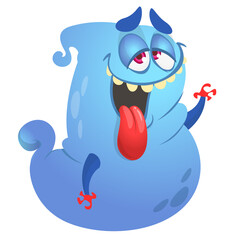 Funny cartoon monster. Illustration of cute monster creature. Halloween design