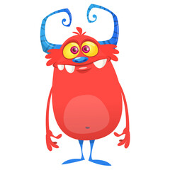 Funny cartoon monster. Illustration of cute monster creature. Halloween design