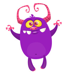 Funny cartoon monster. Illustration of cute monster creature. Halloween design