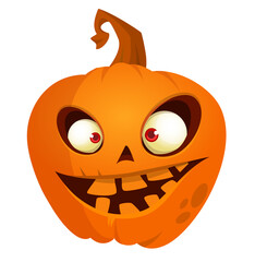 Cartoon  funny  halloween pumpkin head isolated on white background. Vector illustration