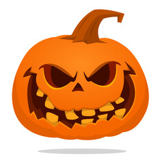 Cartoon  funny  halloween pumpkin head isolated on white background. Vector illustration
