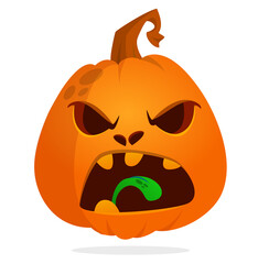 Fototapeta premium Cartoon funny halloween pumpkin head isolated on white background. Vector illustration