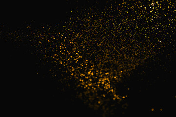 Fototapeta na wymiar gold abstract pattern glitter stardust sparkling lights grunge on black.