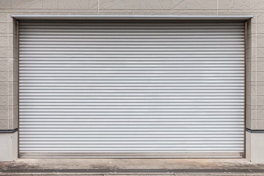 Automatic white roller shutter doors on the ground floor of the house