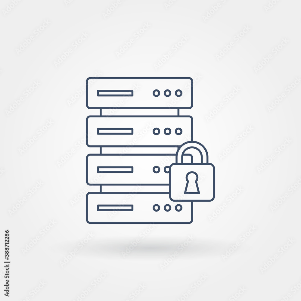 Poster server security single isolated icon with modern line or outline style