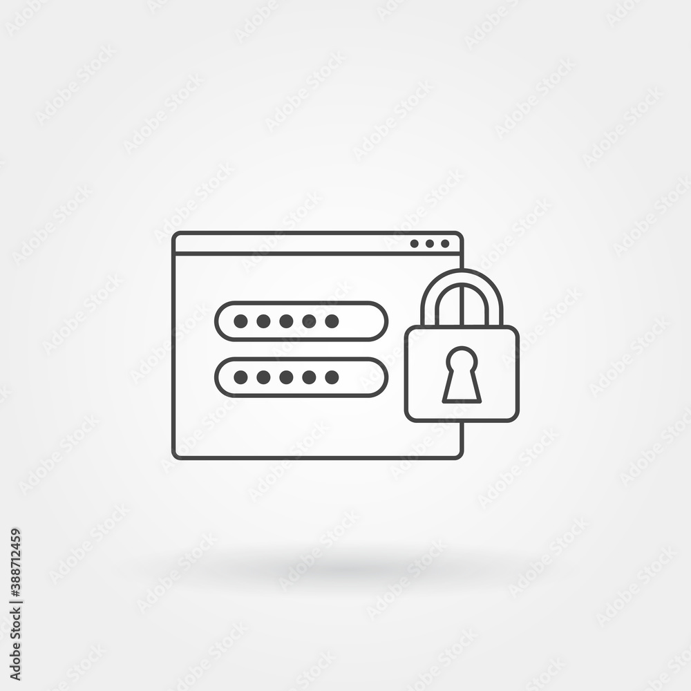 Poster account security single isolated icon with modern line or outline style