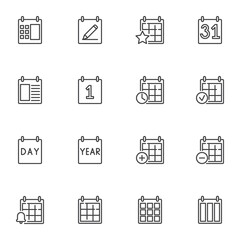 Calendar appointment line icons set, outline vector symbol collection, linear style pictogram pack. Signs, logo illustration. Set includes icons as calendar day page, agenda organizer, event planner