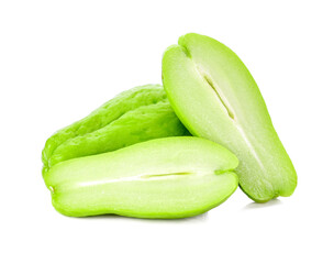fresh Chayote vegetable isolated on white background.