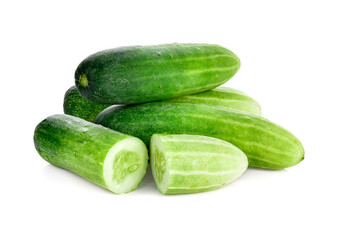 fresh cucumbers isolated on white background.