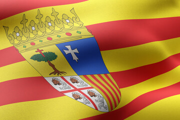 3d Aragon region flag