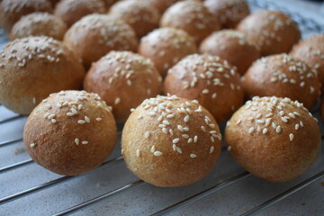 Fototapeta premium Mini burger with sesame seeds