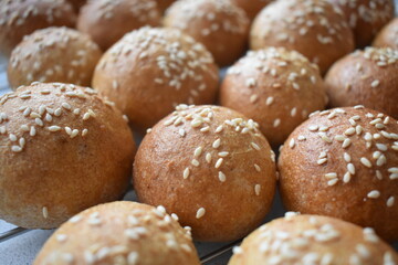 Mini burger with sesame seeds