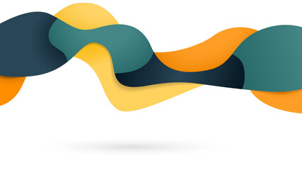 Flowing, liquid wavy shape, colorful gradient banner for advertising. Vector illustration