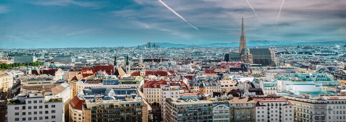 Panoramic view of Vienna city. Austria - obrazy, fototapety, plakaty