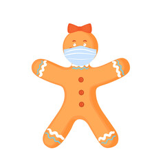 Gingerbread girl wears a protective face mask